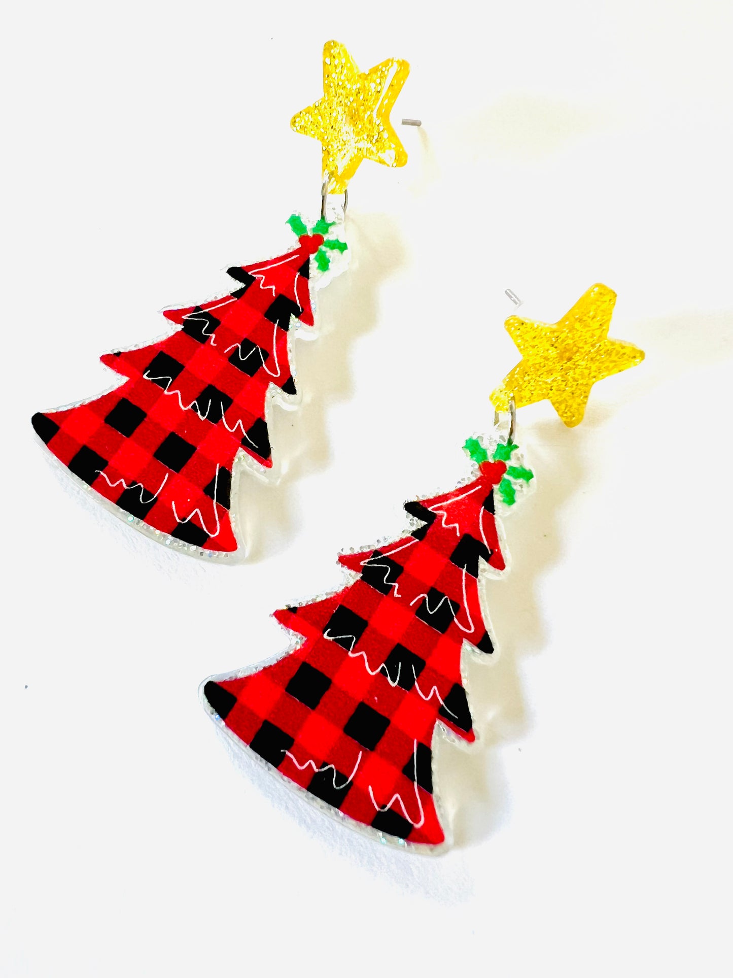 Christmas Plaid Tree Earrings